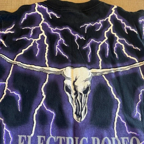 Brooks & Dunn Electric Rodeo Vintage T-Shirt Mens Large Lightning All Over Print
